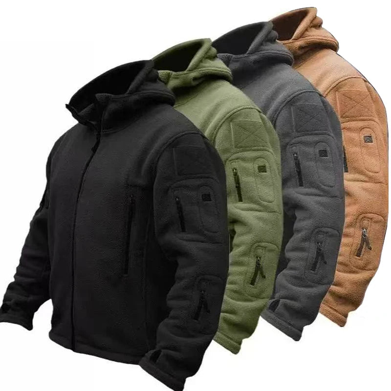 Men Polar Fleece Tactical Winter Autumn Hiking Fishing Camping Trekking Thermal Jackets Outdoor Sports Hood Caro Coat Softshell