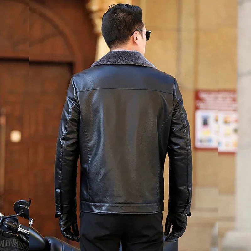 Men's Genuine leather jacket Fur Integrated Jacket Male Winter Sheepskin Jacket Oversized Leather Coats Motorcycle Jacket Man