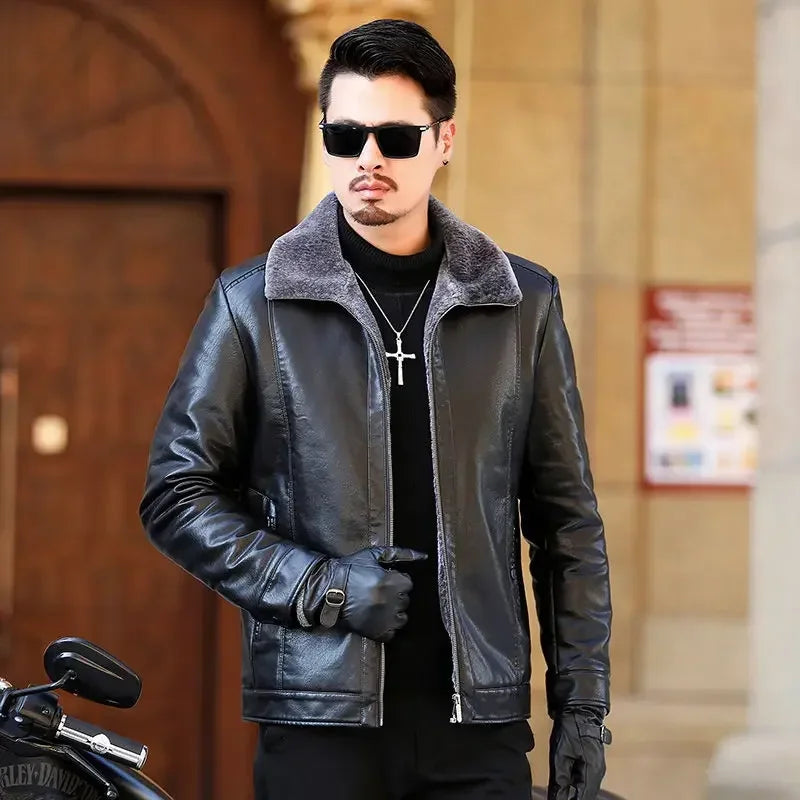 Men's Genuine leather jacket Fur Integrated Jacket Male Winter Sheepskin Jacket Oversized Leather Coats Motorcycle Jacket Man