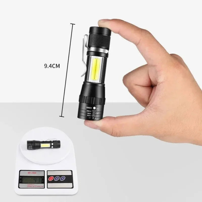 1-5PCS Mini LED Flashlight Zoom Torch COB+XPE Lamp Built-in Battery Lamp Outdoor Waterproof Emergency Pocket Light With Pen Clip