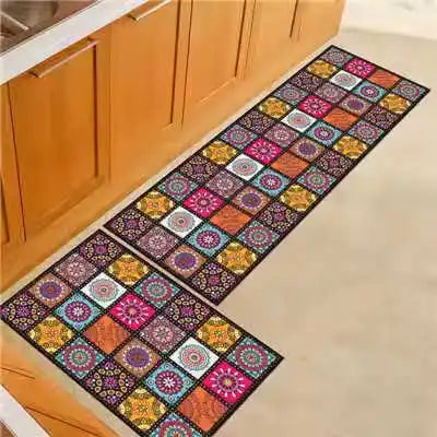 Bohemian Floor Mat Kitchen Carpet 40x60cm 40x120cm Polyester Fiber PVC Dots Anti Slip Hallway Doormat Entrance Door Mat Rug