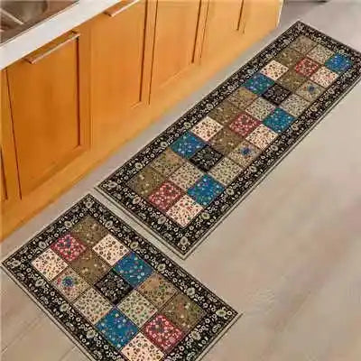 Bohemian Floor Mat Kitchen Carpet 40x60cm 40x120cm Polyester Fiber PVC Dots Anti Slip Hallway Doormat Entrance Door Mat Rug
