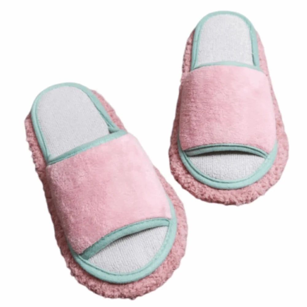 Detachable Microfibre Mop Slippers Washable Soft Floor Mopping Slippers Open Toed Solid Color Lazy Slippers House Floor