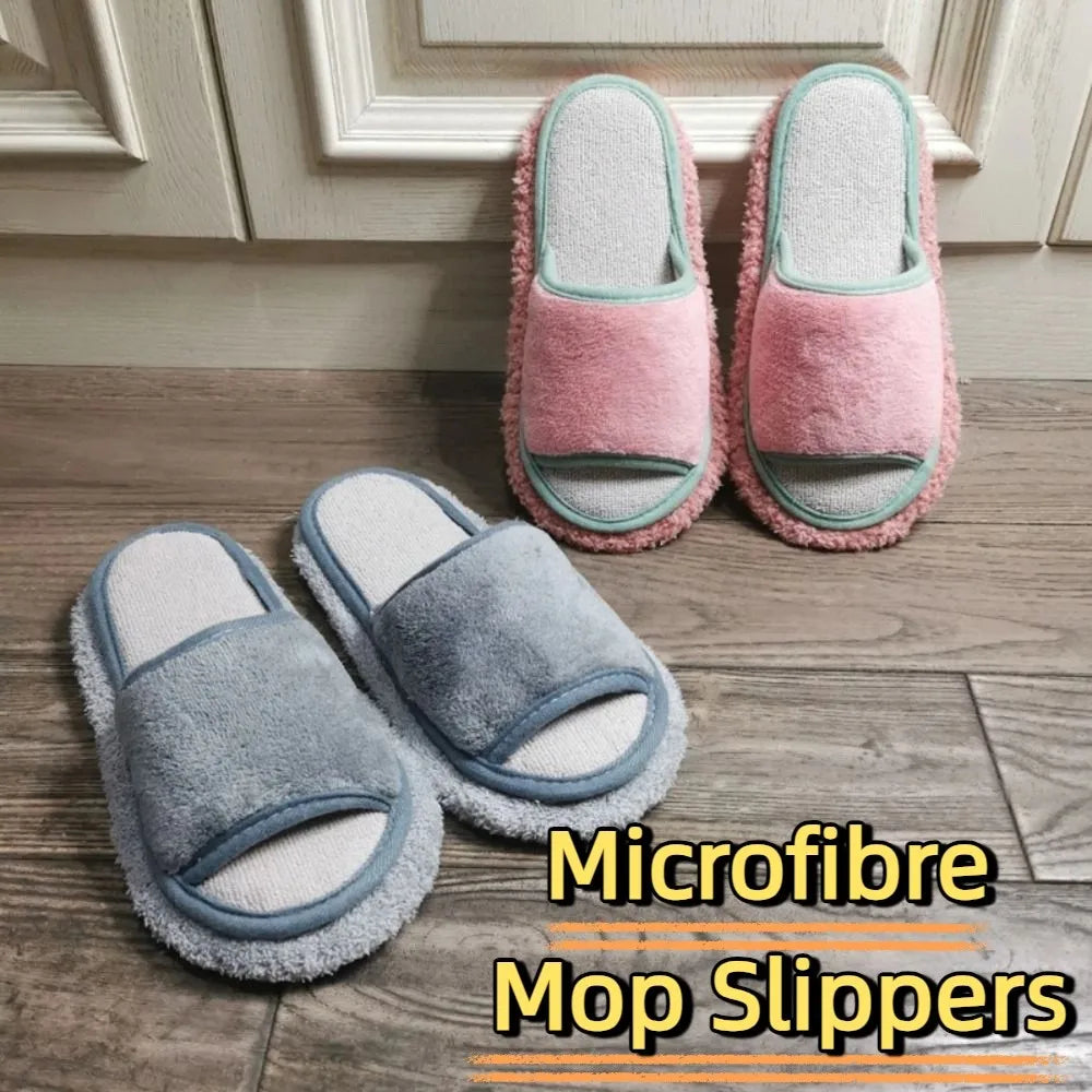 Detachable Microfibre Mop Slippers Washable Soft Floor Mopping Slippers Open Toed Solid Color Lazy Slippers House Floor