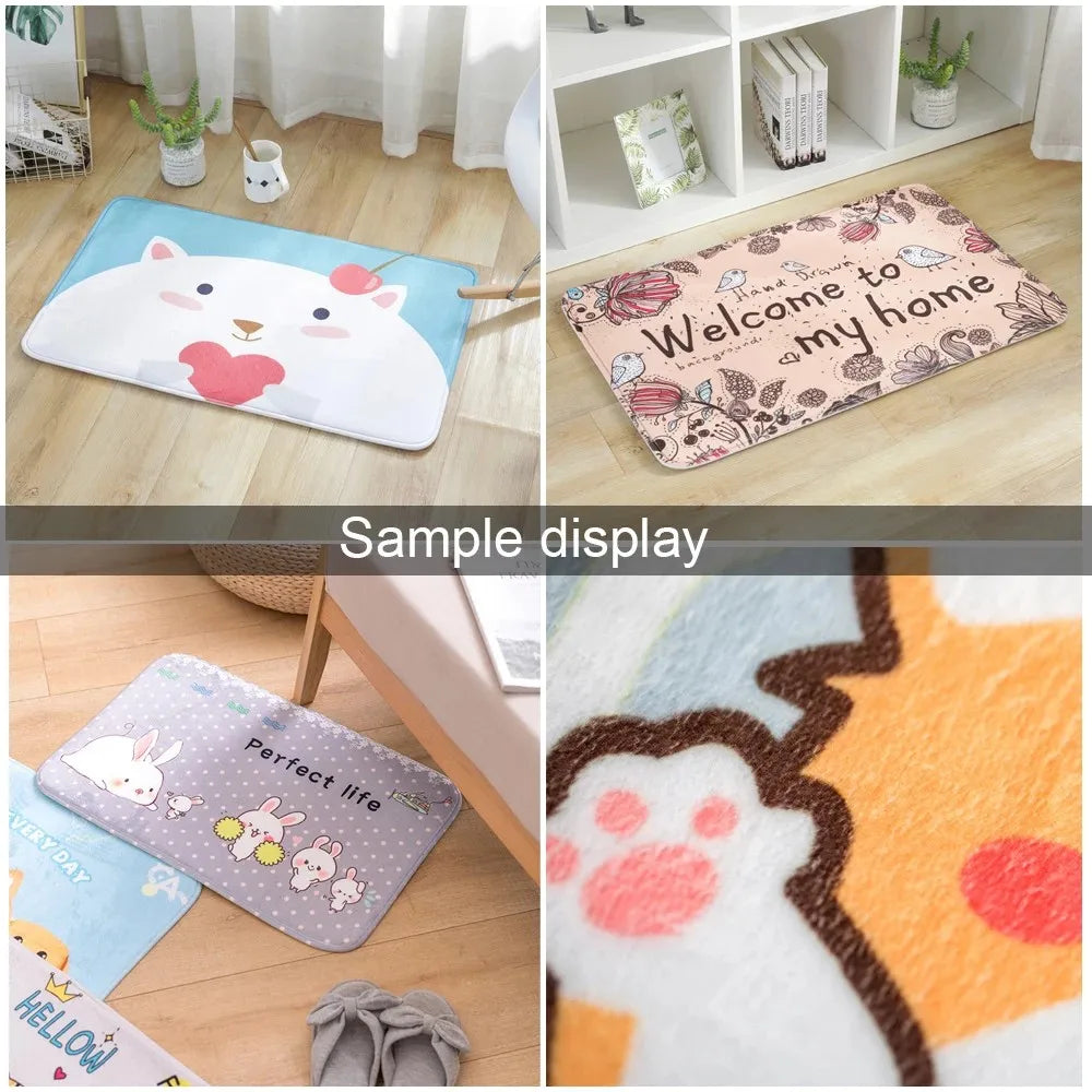 Black And White Mountain Tree Crow Floor Mat Home Bathroom Absorbent Mats Anti-Slip Mats Home Decor Supplies