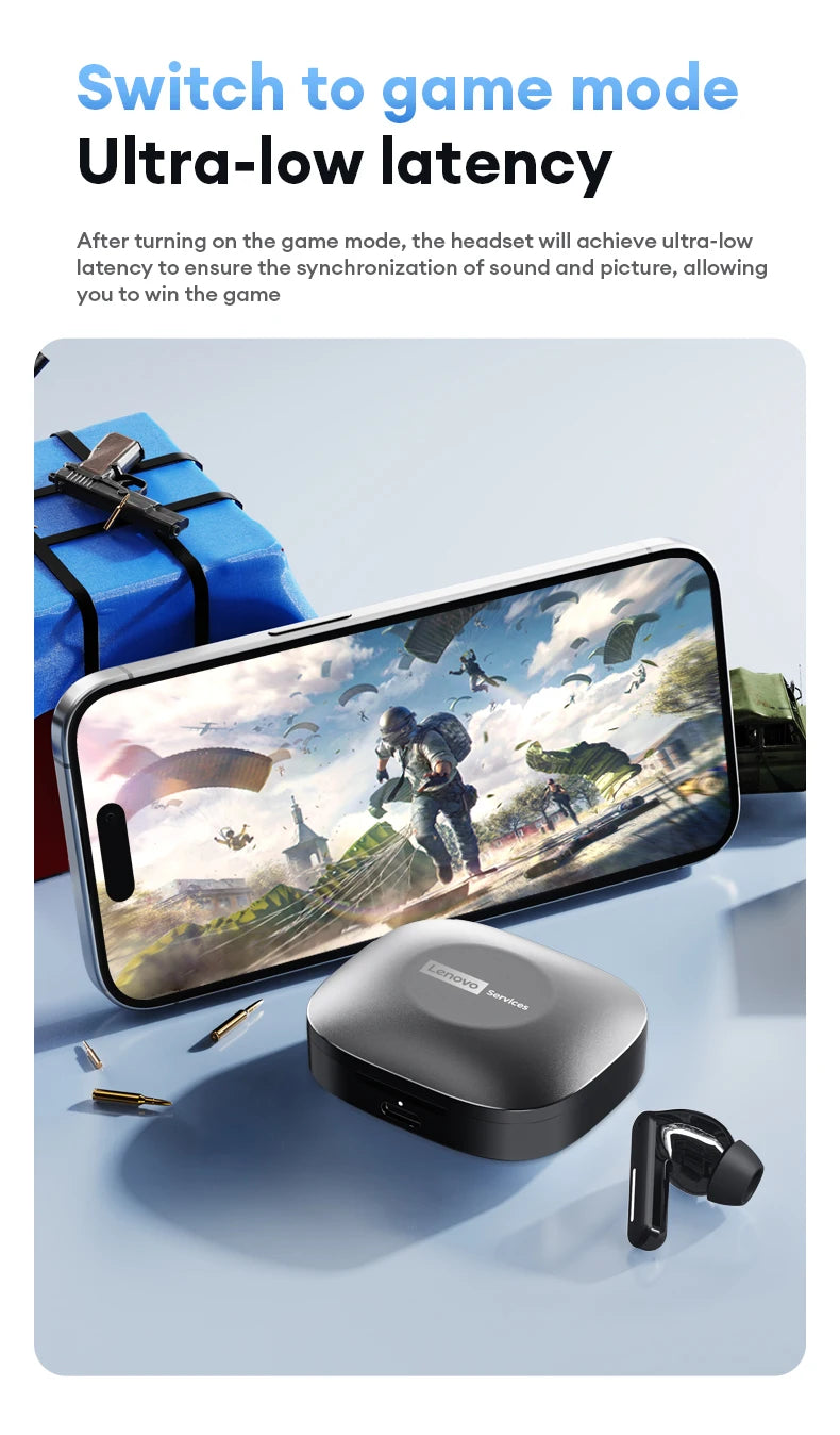 New Lenovo LE209 Wireless Bluetooth Earphone ANC Noise Reduction HiFi Music Bluetooth Headphone 30H Battery Life Gaming Headset