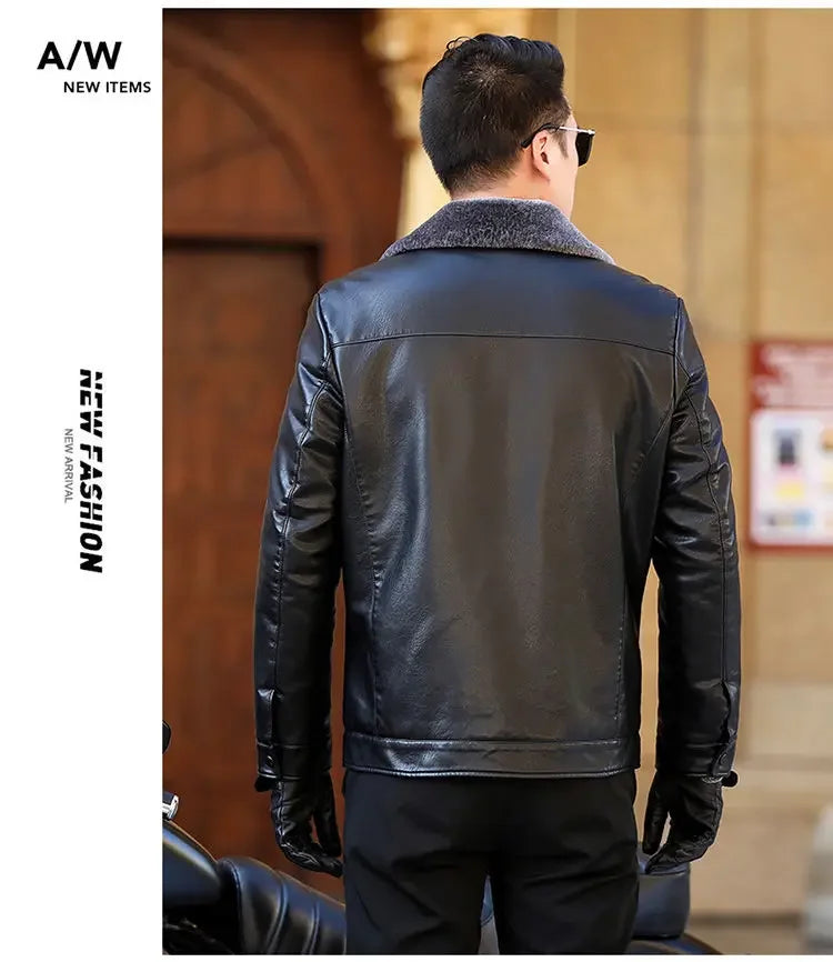 Men's Genuine leather jacket Fur Integrated Jacket Male Winter Sheepskin Jacket Oversized Leather Coats Motorcycle Jacket Man
