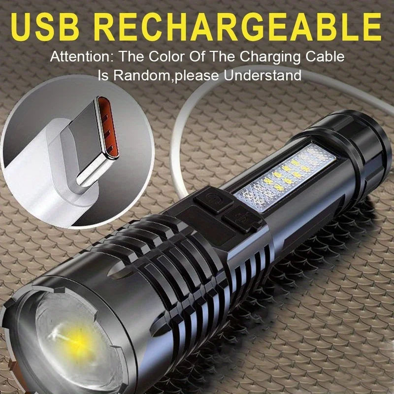 High Power Rechargeable Led Flashlight Very Strong Led Flashlight With Built-in Battery Torch For Fishing Hunting Camping Lanter