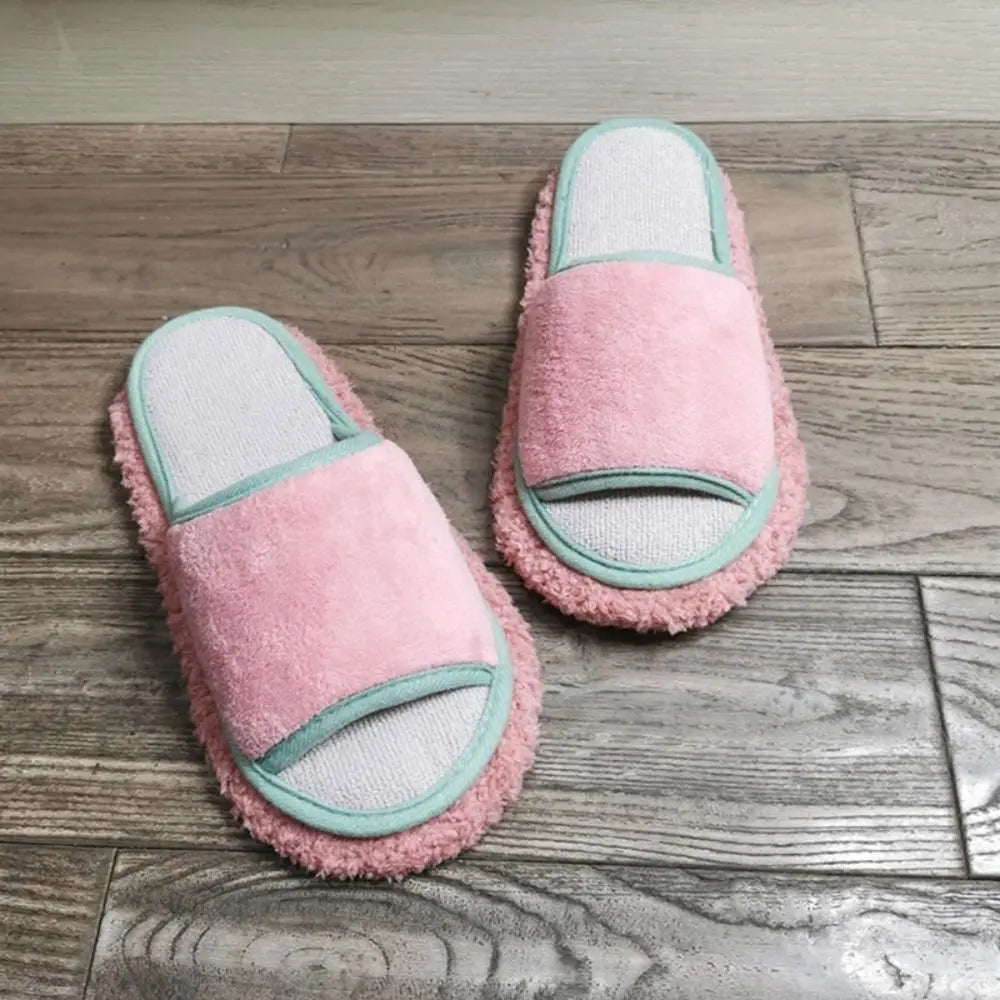 Detachable Microfibre Mop Slippers Washable Soft Floor Mopping Slippers Open Toed Solid Color Lazy Slippers House Floor