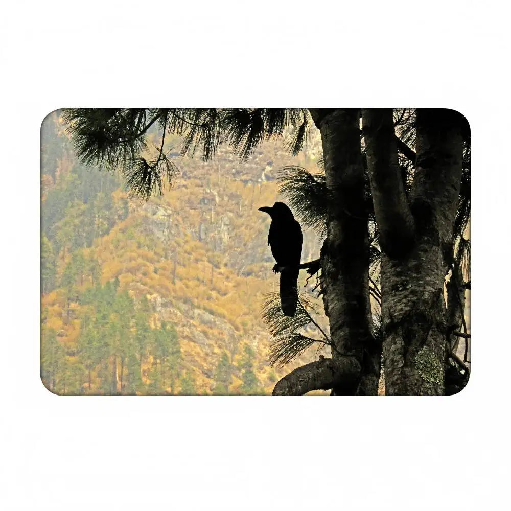 Black And White Mountain Tree Crow Floor Mat Home Bathroom Absorbent Mats Anti-Slip Mats Home Decor Supplies
