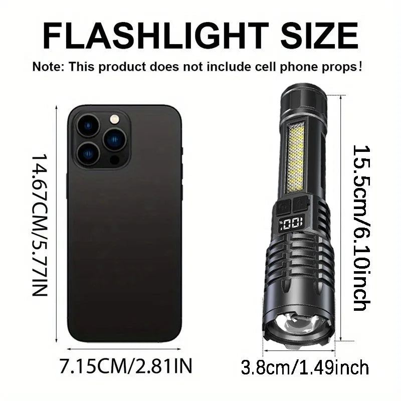 High Power Rechargeable Led Flashlight Very Strong Led Flashlight With Built-in Battery Torch For Fishing Hunting Camping Lanter