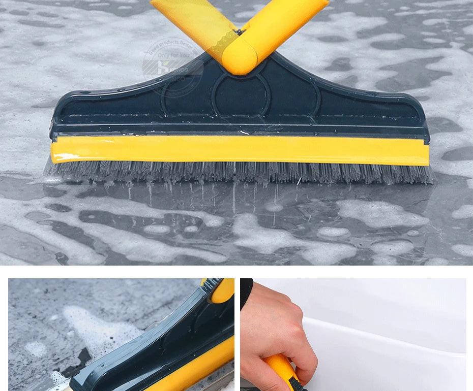 Floor Scrub Brush 2 In 1 Cleaning Brush Long Handle Removable Wiper Magic Broom Brush Squeegee Tile Kitchen Cleaning Tools