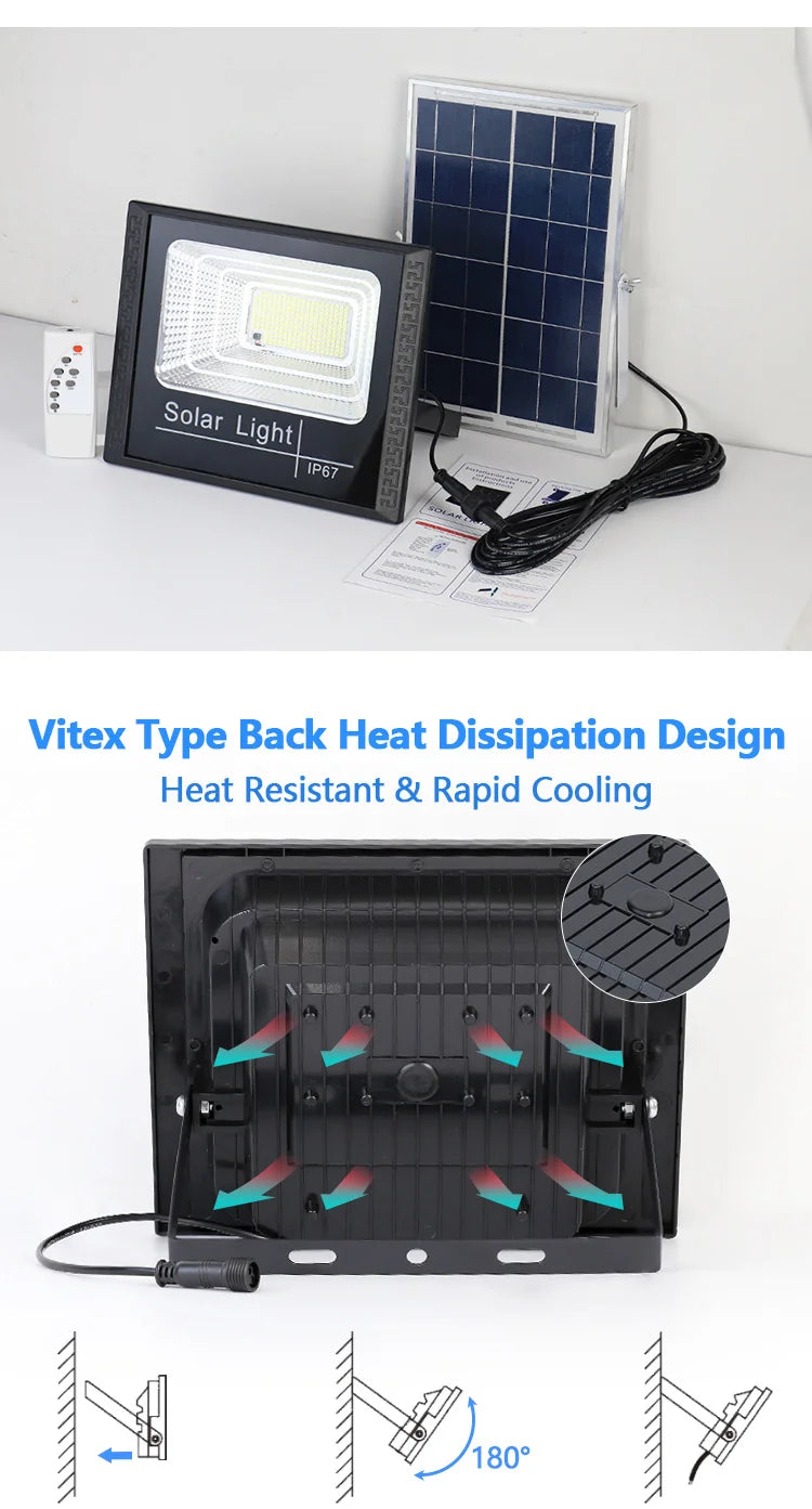 LED Solar Light Flood Lights Outdoor Solar Reflector Spotlights 50w 100w 200w 300w 500w With Remote Control For Garden Street