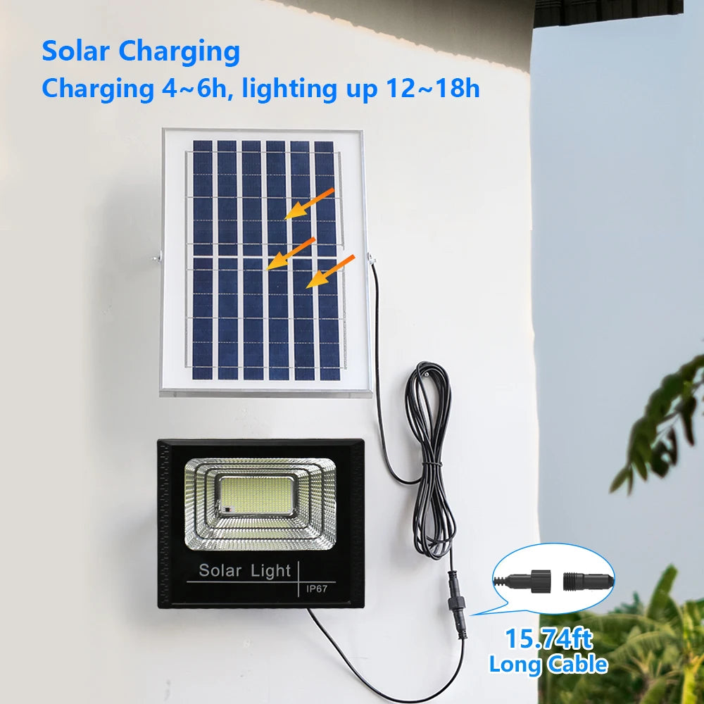 LED Solar Light Flood Lights Outdoor Solar Reflector Spotlights 50w 100w 200w 300w 500w With Remote Control For Garden Street