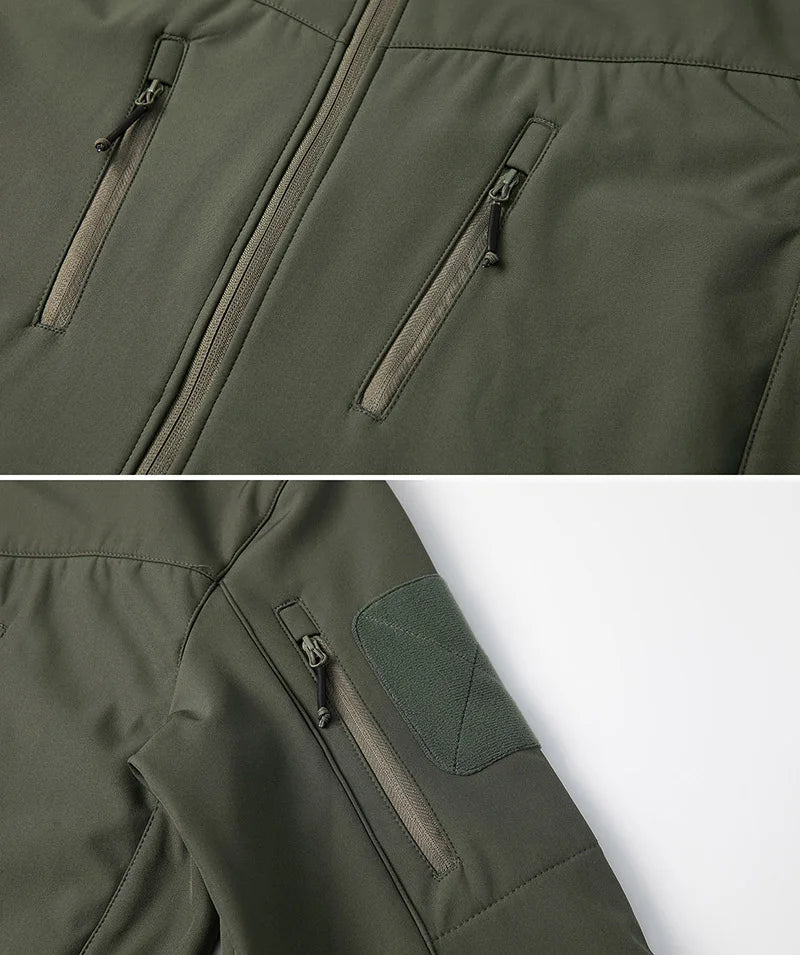 Men's Waterproof Softshell Tactical Jacket Winter Windproof Fleece Hoodie Jacket Outdoor Hiking Skiing Windbreaker Coat