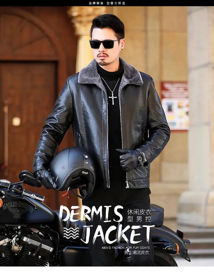 Men's Genuine leather jacket Fur Integrated Jacket Male Winter Sheepskin Jacket Oversized Leather Coats Motorcycle Jacket Man