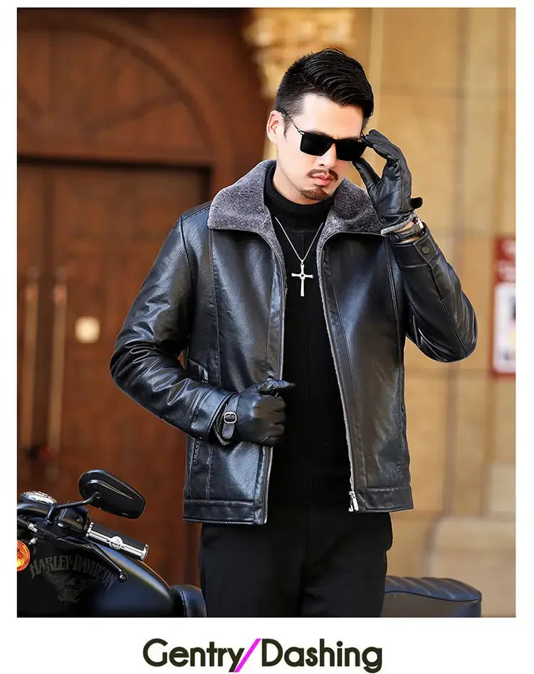 Men's Genuine leather jacket Fur Integrated Jacket Male Winter Sheepskin Jacket Oversized Leather Coats Motorcycle Jacket Man