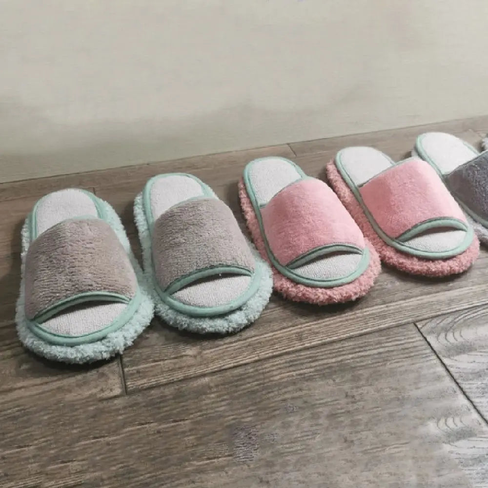 Detachable Microfibre Mop Slippers Washable Soft Floor Mopping Slippers Open Toed Solid Color Lazy Slippers House Floor