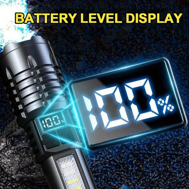 High Power Rechargeable Led Flashlight Very Strong Led Flashlight With Built-in Battery Torch For Fishing Hunting Camping Lanter