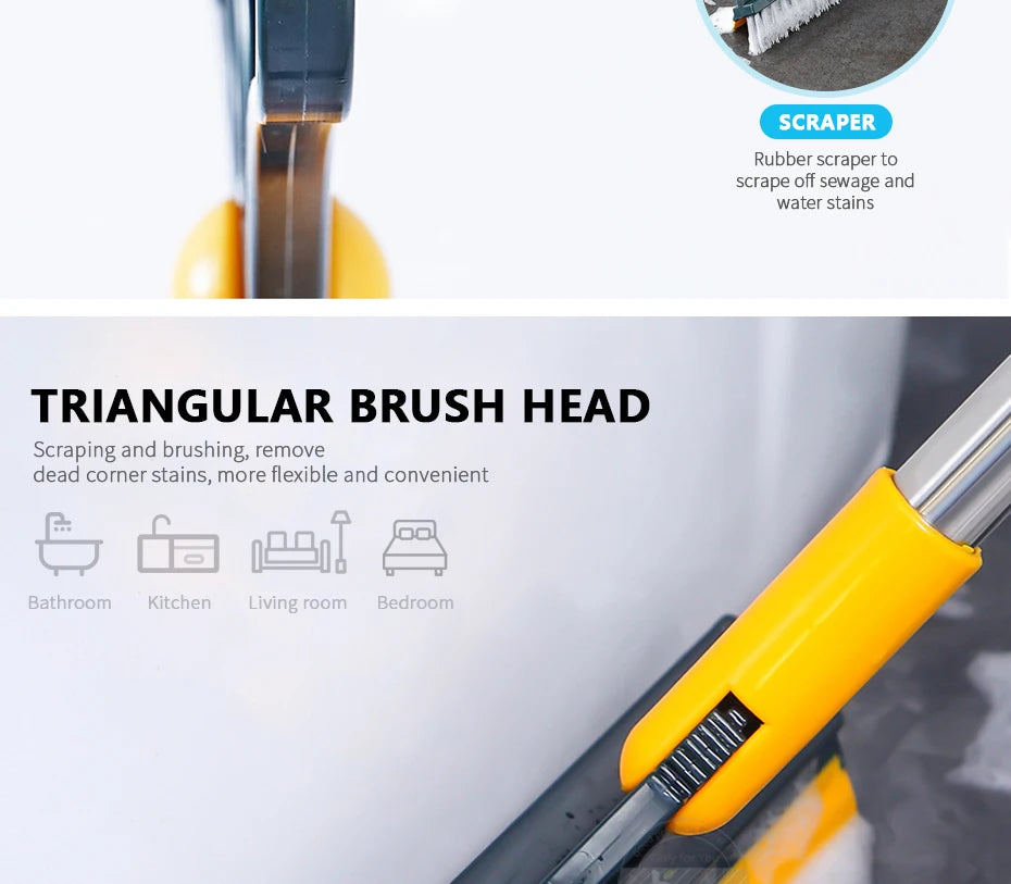 Floor Scrub Brush 2 In 1 Cleaning Brush Long Handle Removable Wiper Magic Broom Brush Squeegee Tile Kitchen Cleaning Tools