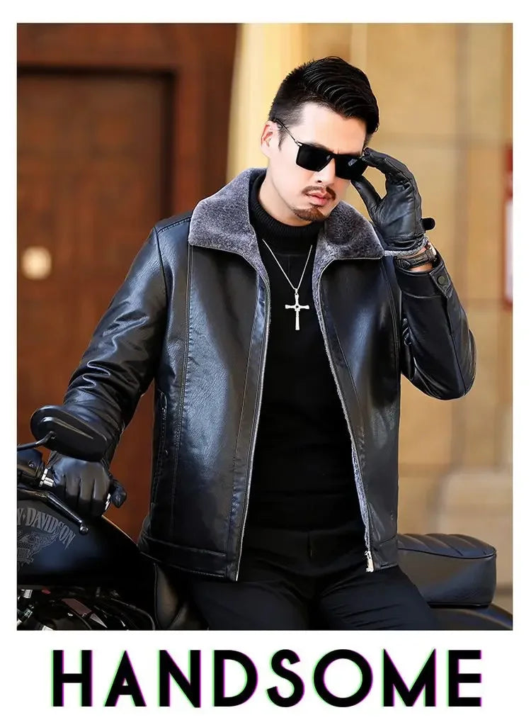 Men's Genuine leather jacket Fur Integrated Jacket Male Winter Sheepskin Jacket Oversized Leather Coats Motorcycle Jacket Man