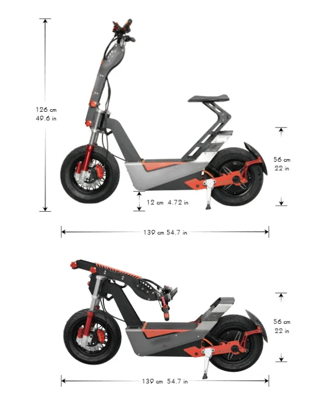 NFC Start 72V 15000W 150A 180A Fast Speed 110-140KMH 70-90MPH Electric Scooter 16 Inch Fat Tire E Scooters with Steering Damper