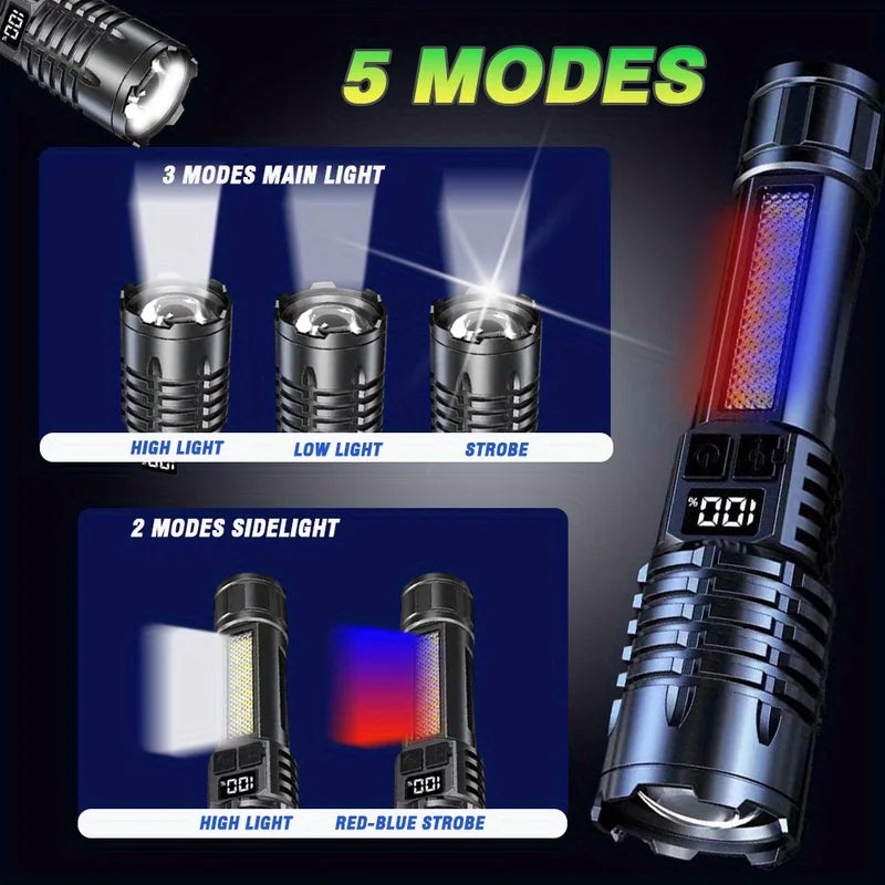 High Power Rechargeable Led Flashlight Very Strong Led Flashlight With Built-in Battery Torch For Fishing Hunting Camping Lanter