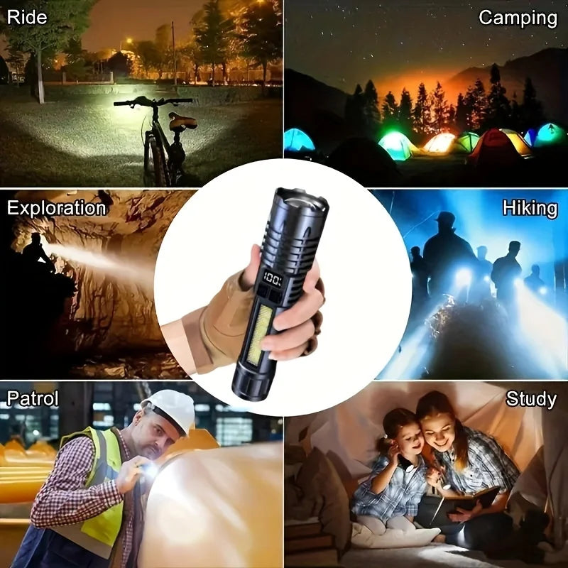 High Power Rechargeable Led Flashlight Very Strong Led Flashlight With Built-in Battery Torch For Fishing Hunting Camping Lanter