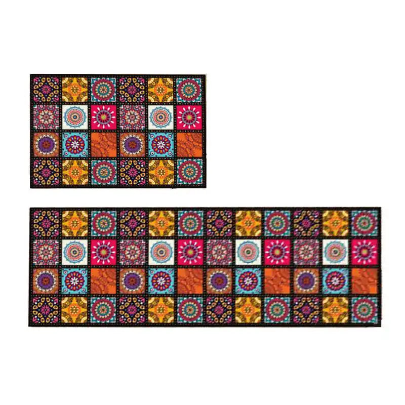 Bohemian Floor Mat Kitchen Carpet 40x60cm 40x120cm Polyester Fiber PVC Dots Anti Slip Hallway Doormat Entrance Door Mat Rug